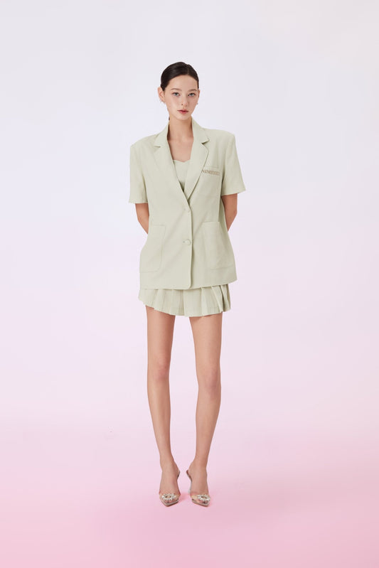 Geina Light Green Pocket Oversize Blazer - Nimisski