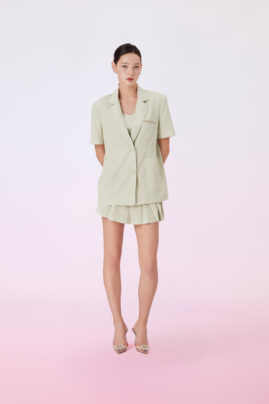 Geina Light Green Pocket Oversize Blazer