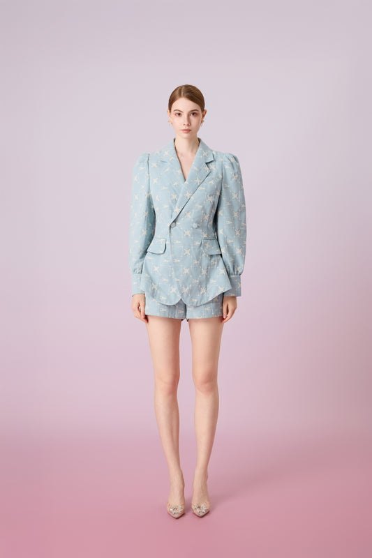 Jackalin Light Blue Single Breasted Blazer