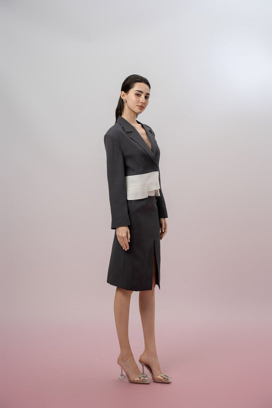 Ivonna Dark Grey Straight Skirt - Nimisski