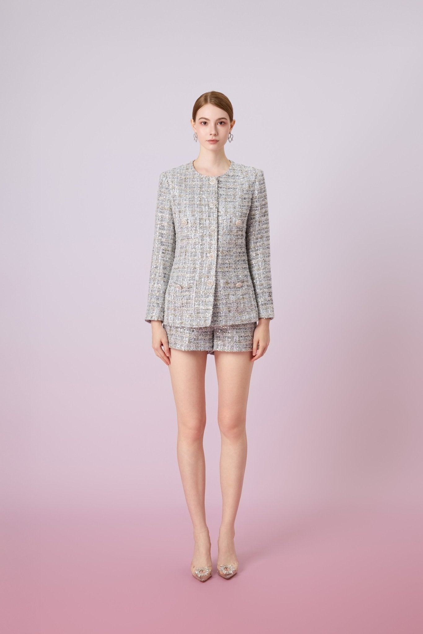 Jennavieve Silver Sequins Shorts - Nimisski