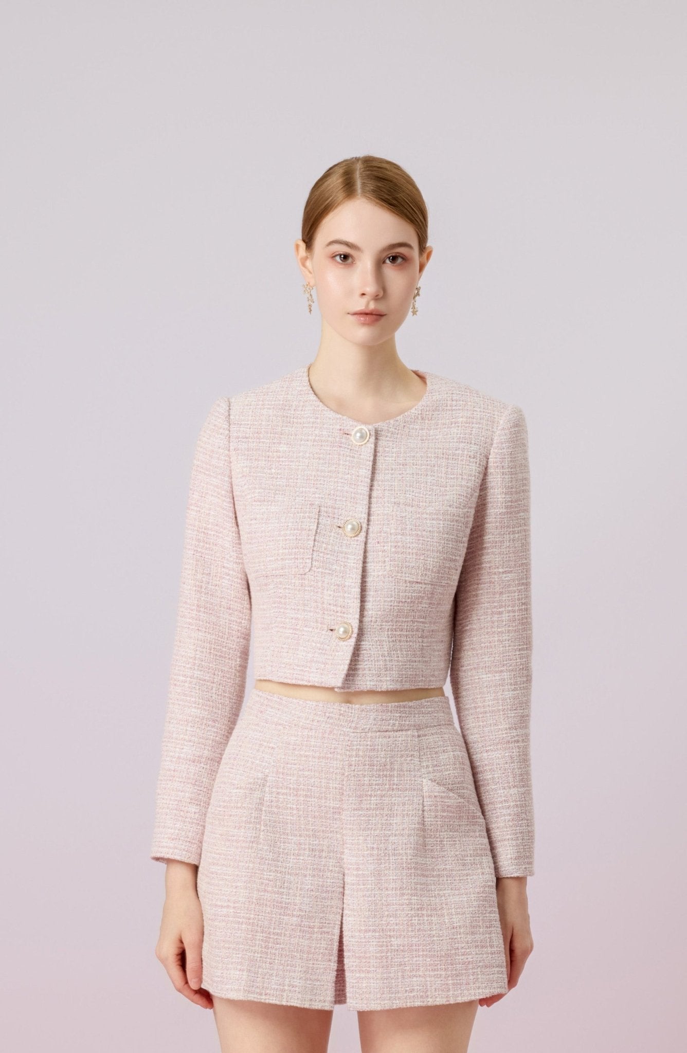 Gillianna Rosy Pink Tweed Jacket - Nimisski