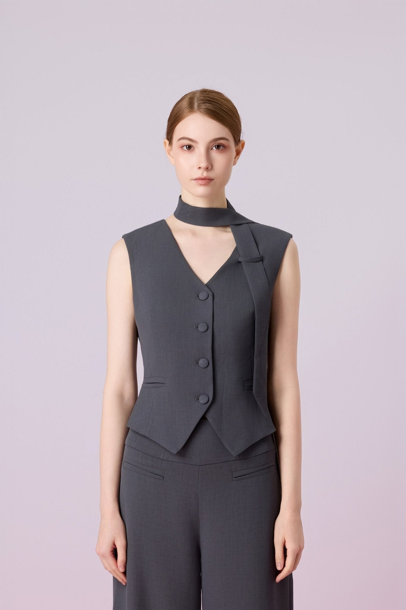 Janevra Dark Grey Adjustable Back Vest - Nimisski