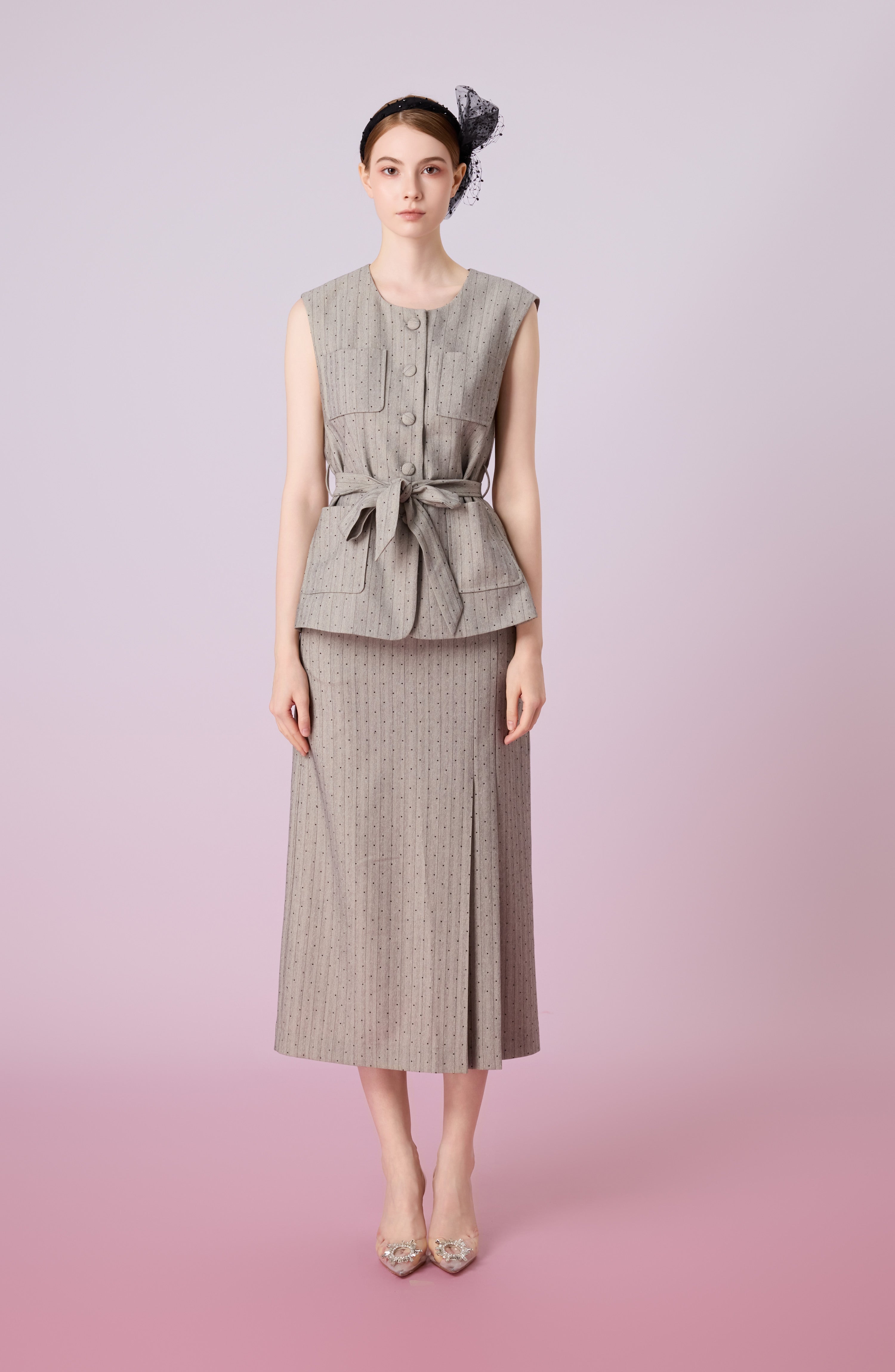 Jeanne Grey Straight Long Skirt