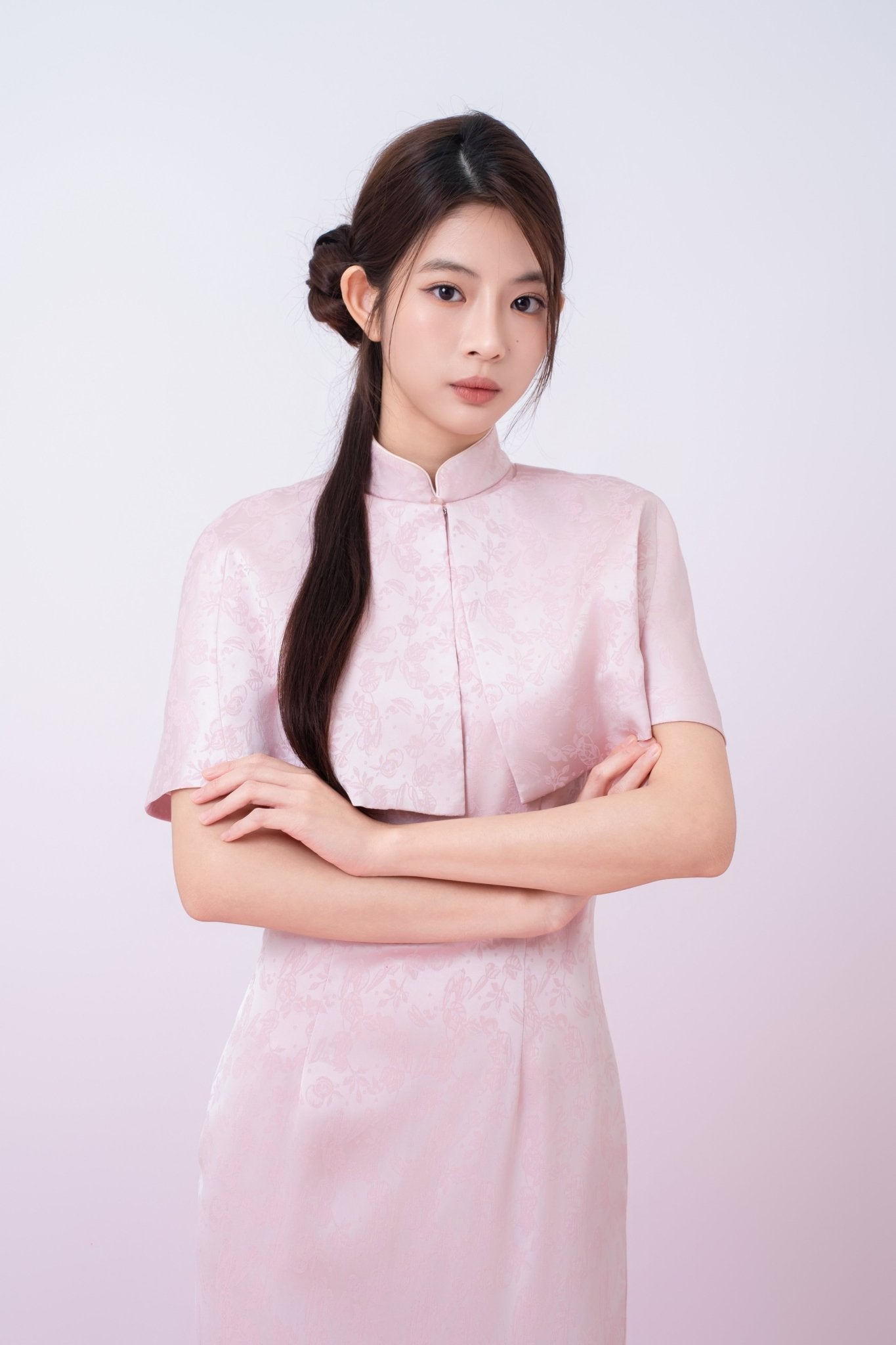 Kynlee Pink Jacquard Cape - Nimisski