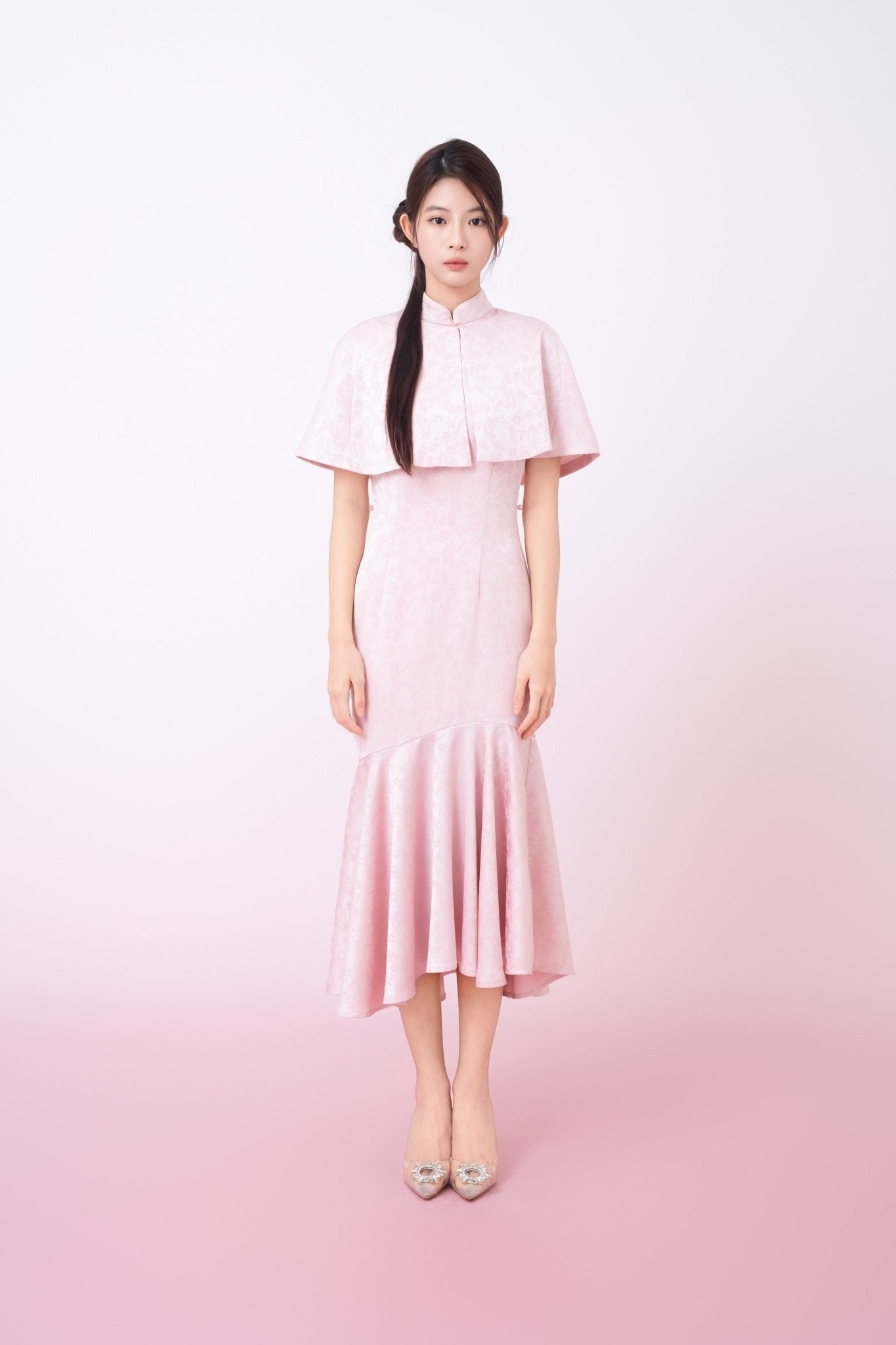 Kynlee Pink Jacquard Cape - Nimisski