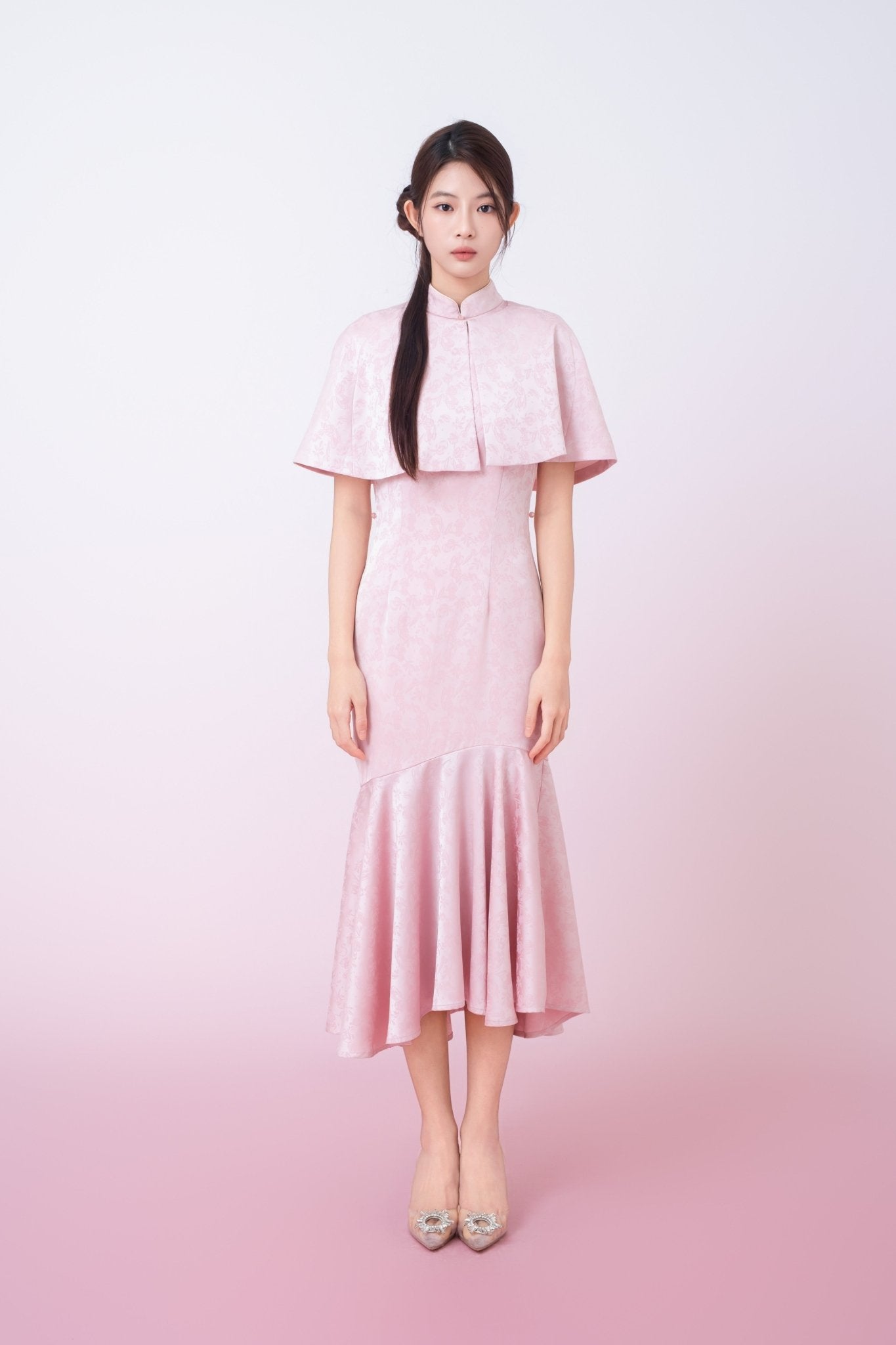 Kynlee Pink Jacquard Cape - Nimisski