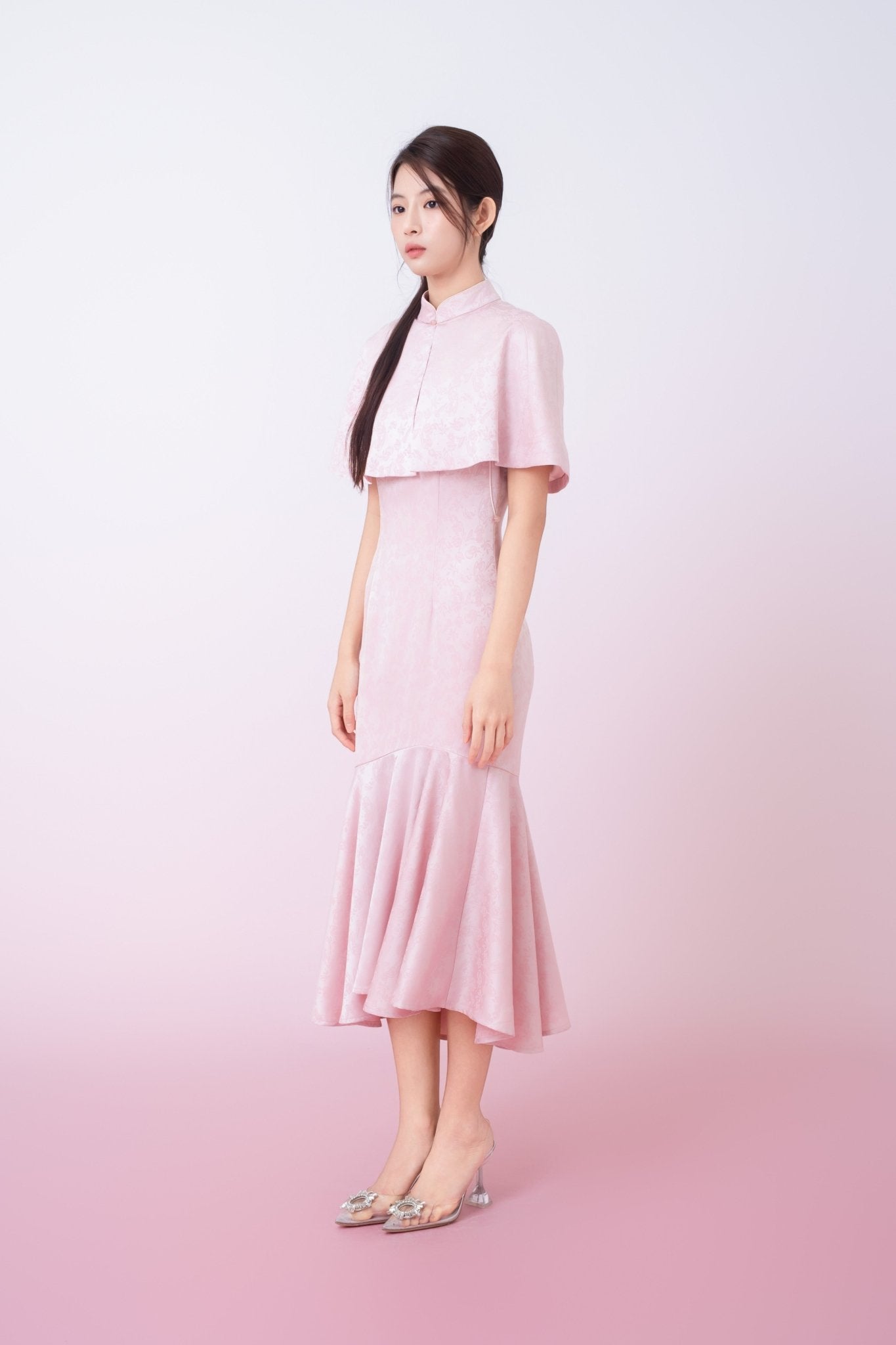 Kynlee Pink Jacquard Cape - Nimisski