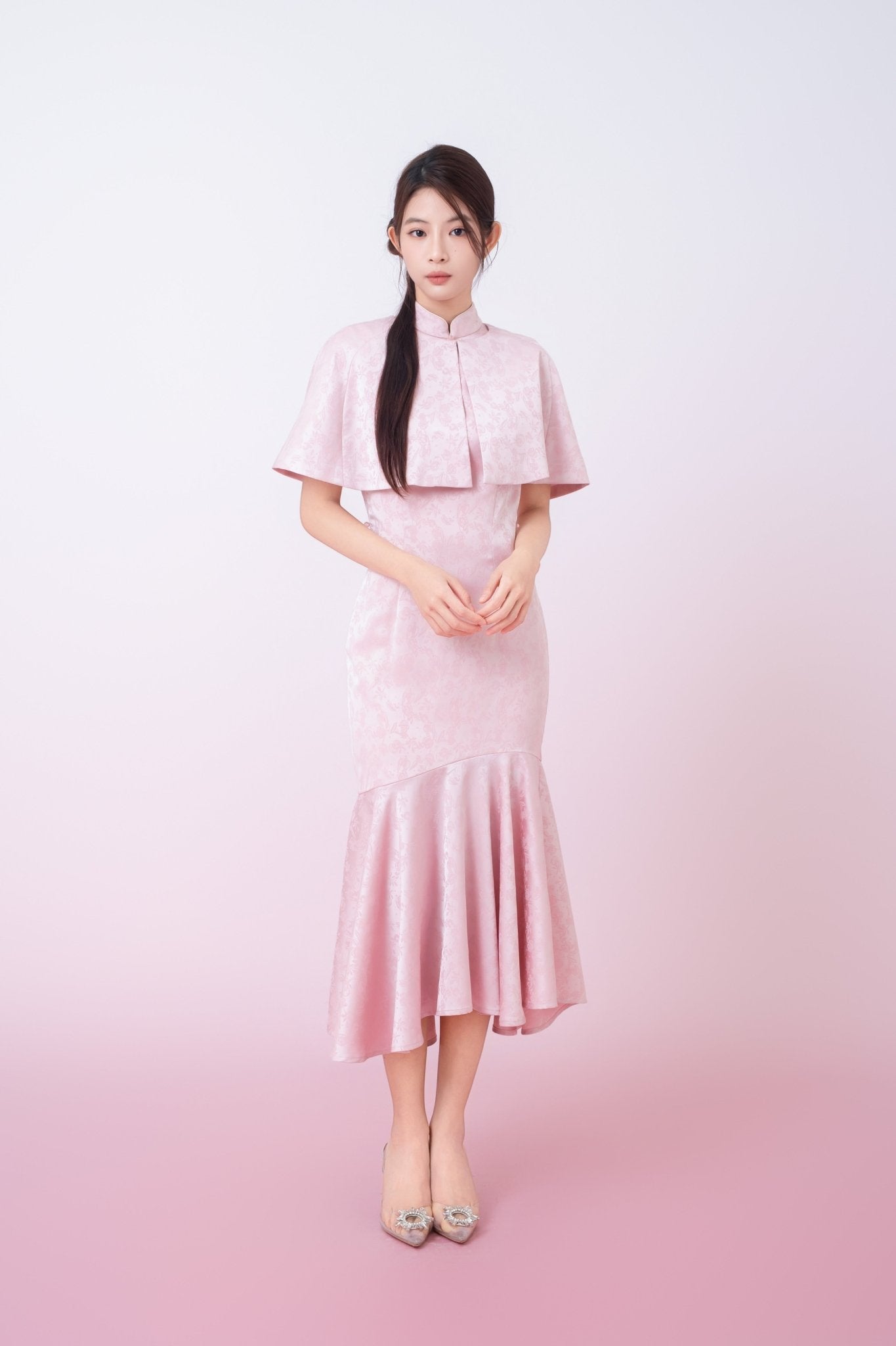 Kynlee Pink Jacquard Cape - Nimisski