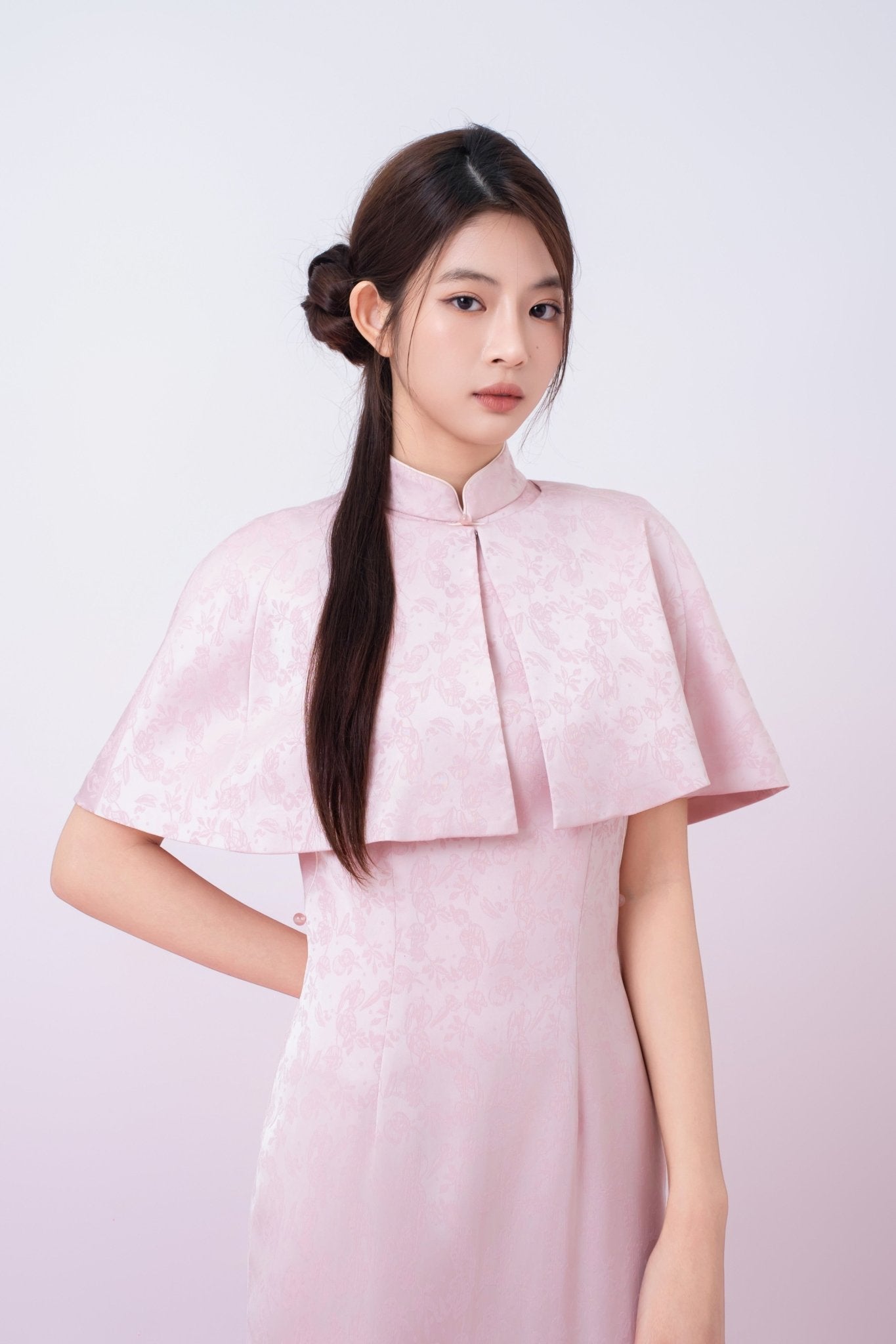 Kynlee Pink Jacquard Cape - Nimisski
