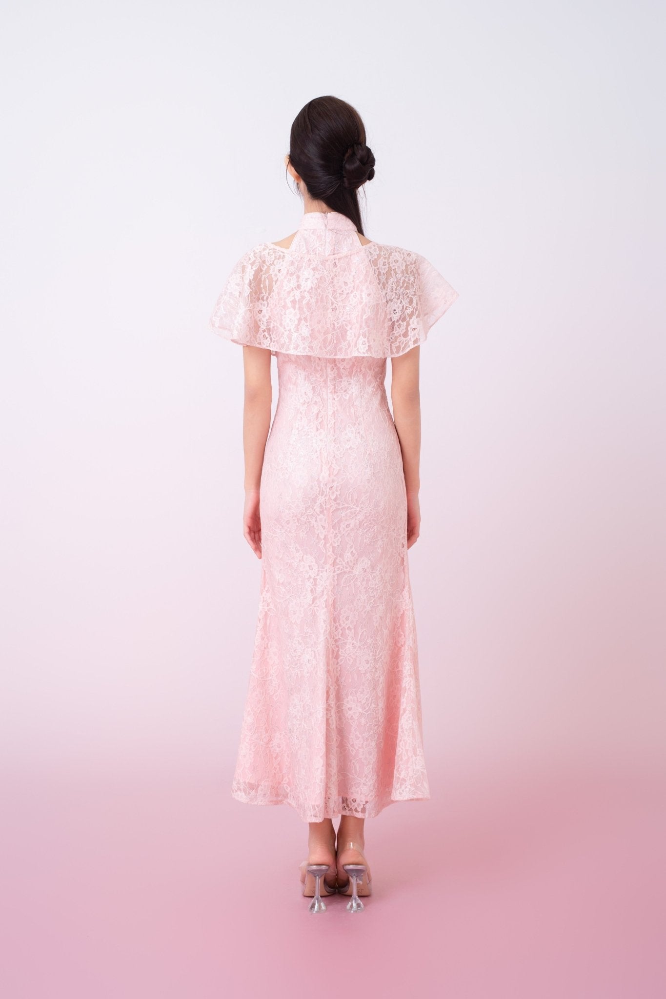 Kadence Blush Pink Floral Lace Cape - Nimisski