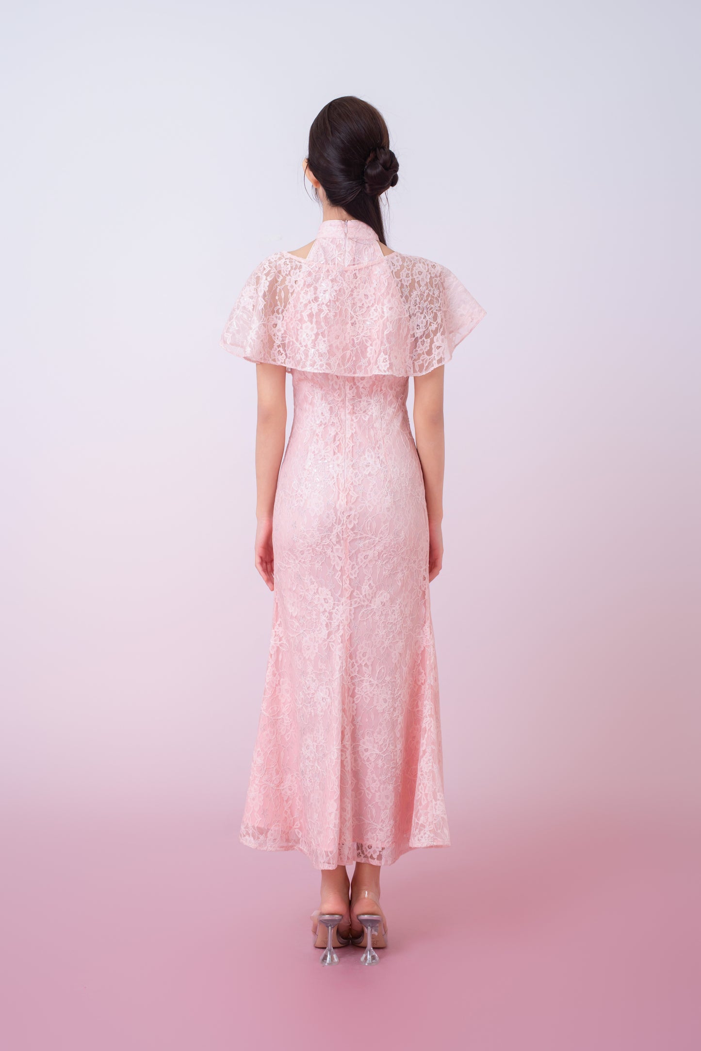 Kadence Blush Pink Floral Lace Cape