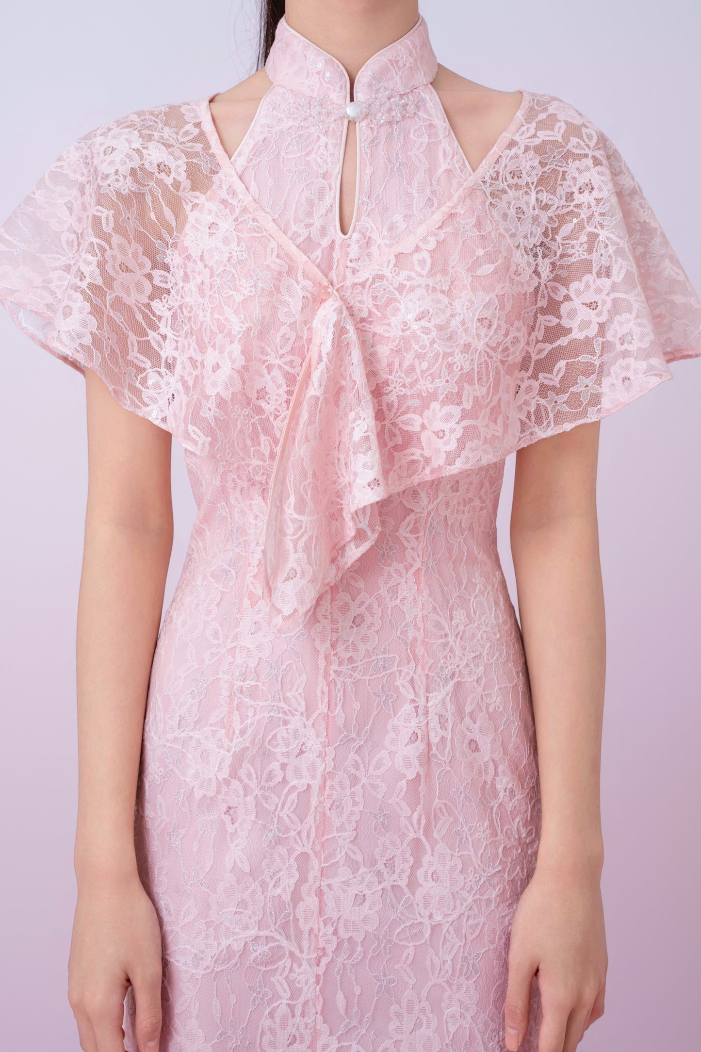 Kadence Blush Pink Floral Lace Cape