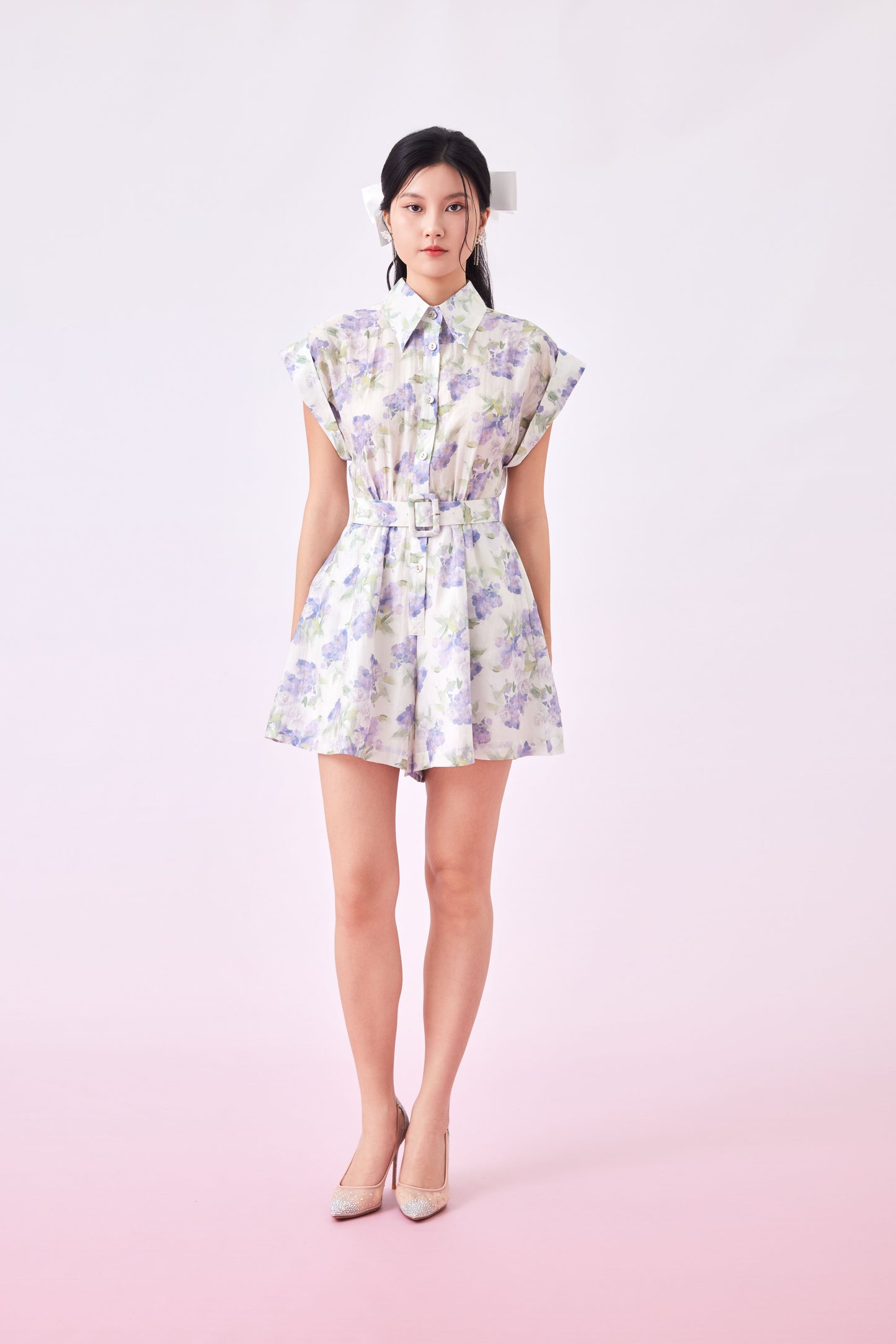 Gwyn Purple Floral Print Playsuit