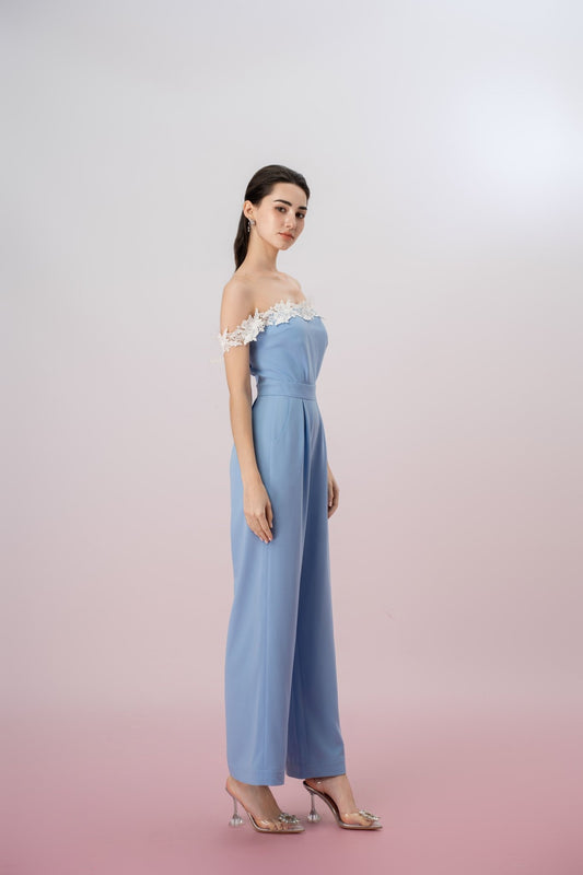Geertruide Blue Off - Shoulder Jumpsuit - Nimisski