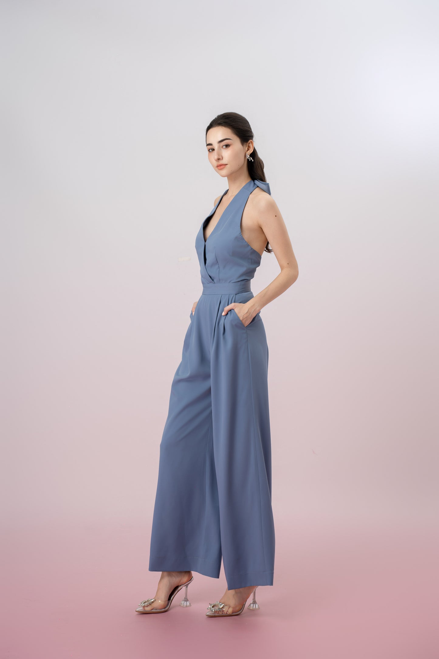 Gaudenzia Blue Halter Jumpsuit