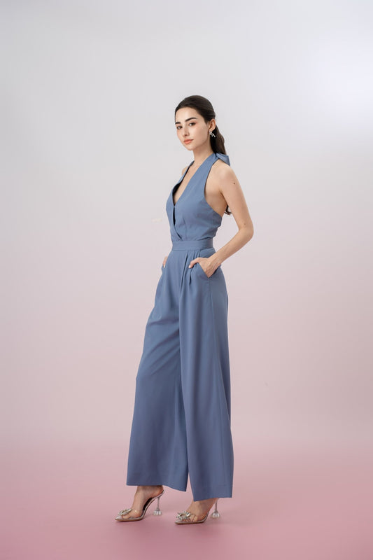 Gaudenzia Blue Halter Jumpsuit - Nimisski