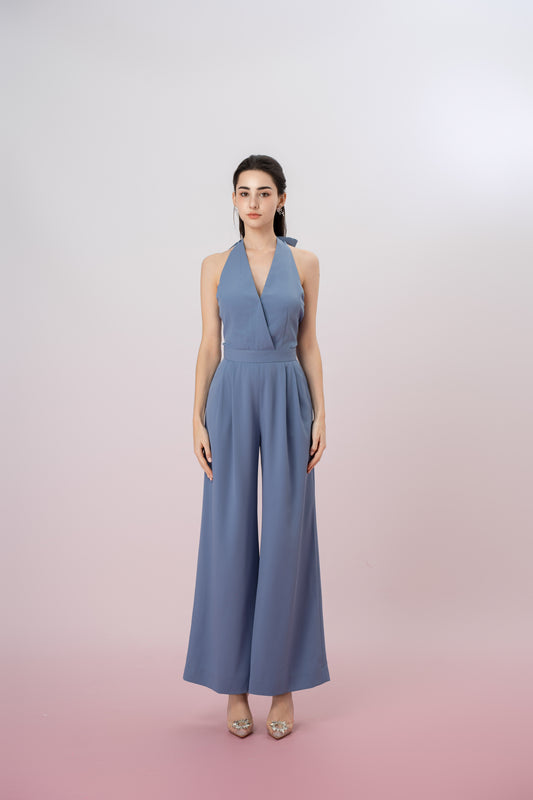 Gaudenzia Blue Halter Jumpsuit