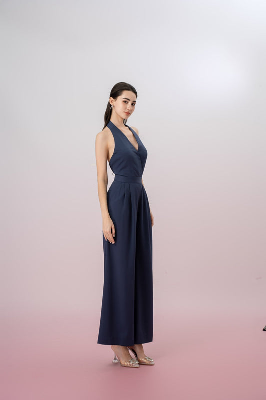 Gaudenzia Navy Halter Jumpsuit - Nimisski