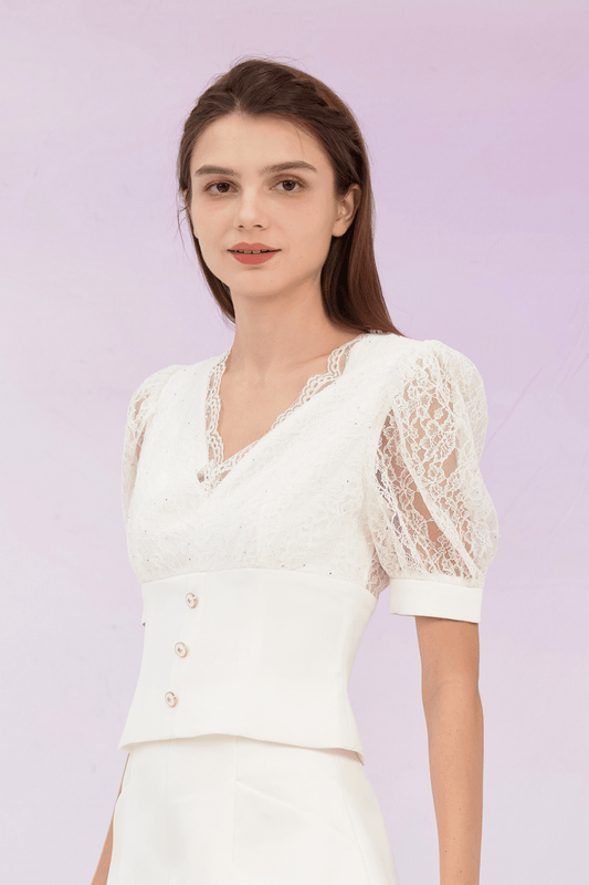 Graceann White Lace Top - Nimisski