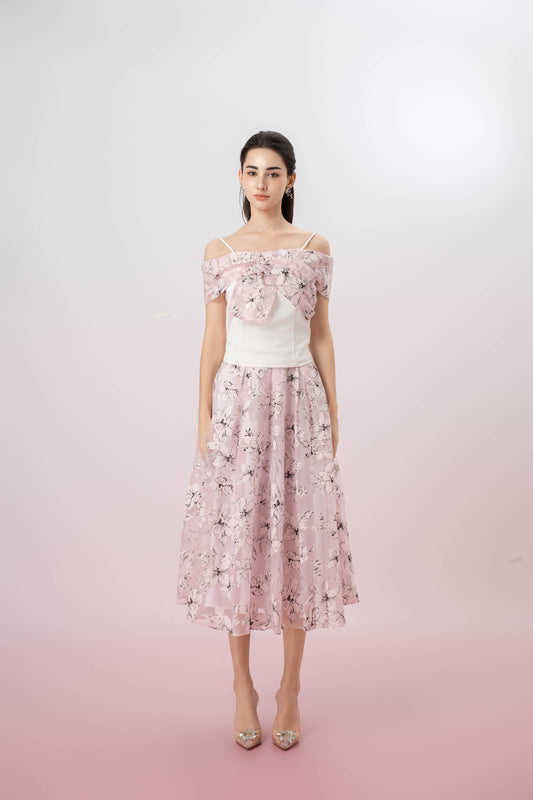 Grazia Pink Print A-Line Skirt