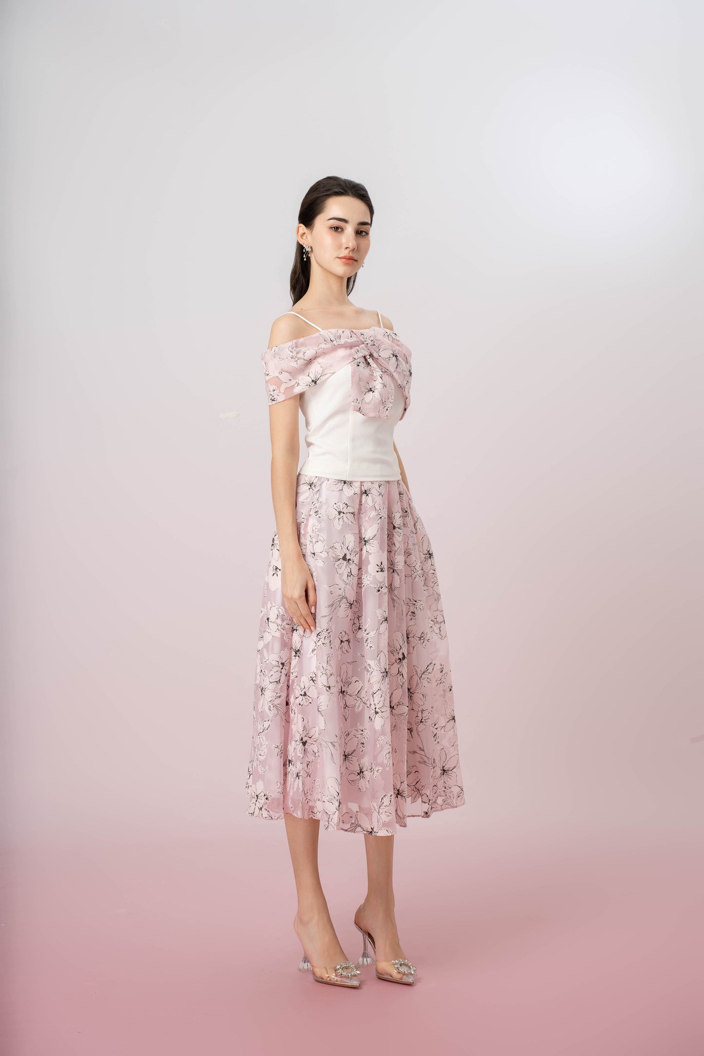 Grazia Pink Print A-Line Skirt