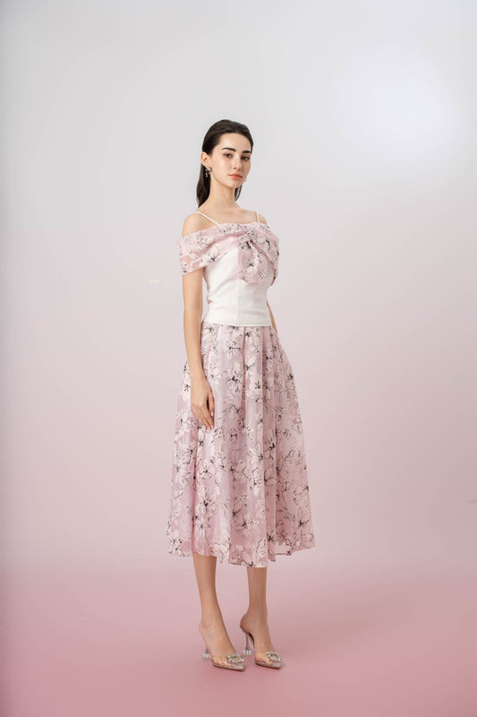 Grazia Pink Print A - Line Skirt - Nimisski