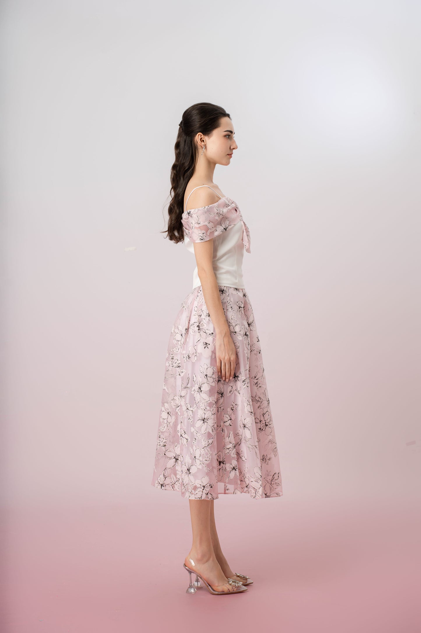 Grazia Pink Print A-Line Skirt