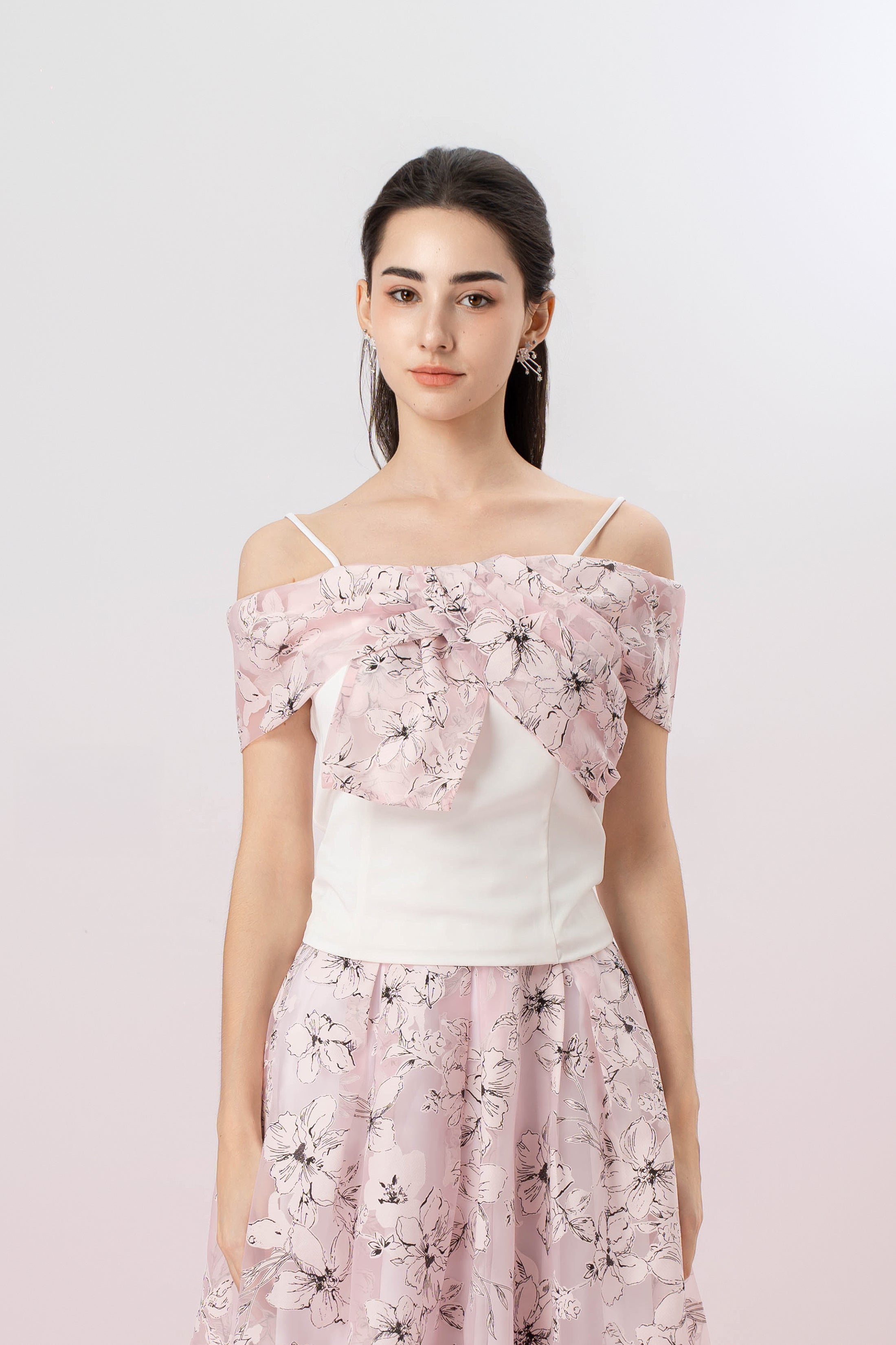 Grazia White With Pink Print Top
