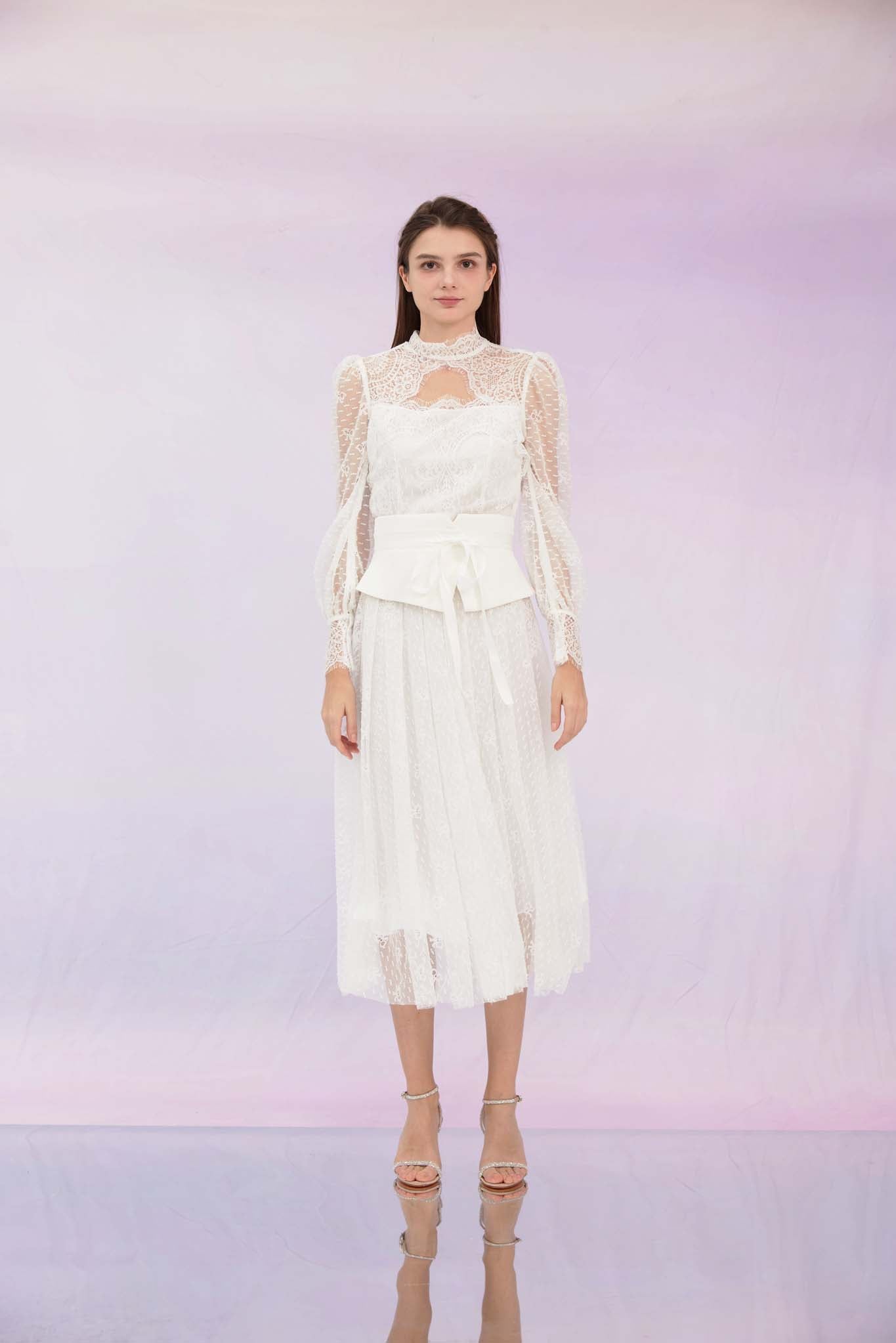 Ginnie White Lace Long Skirt