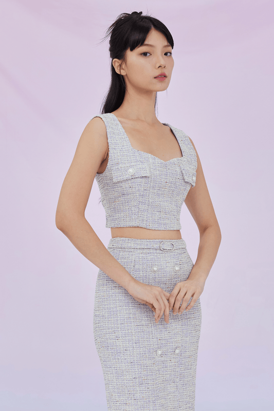 Ginevra Light Purple Tweed Top - Nimisski