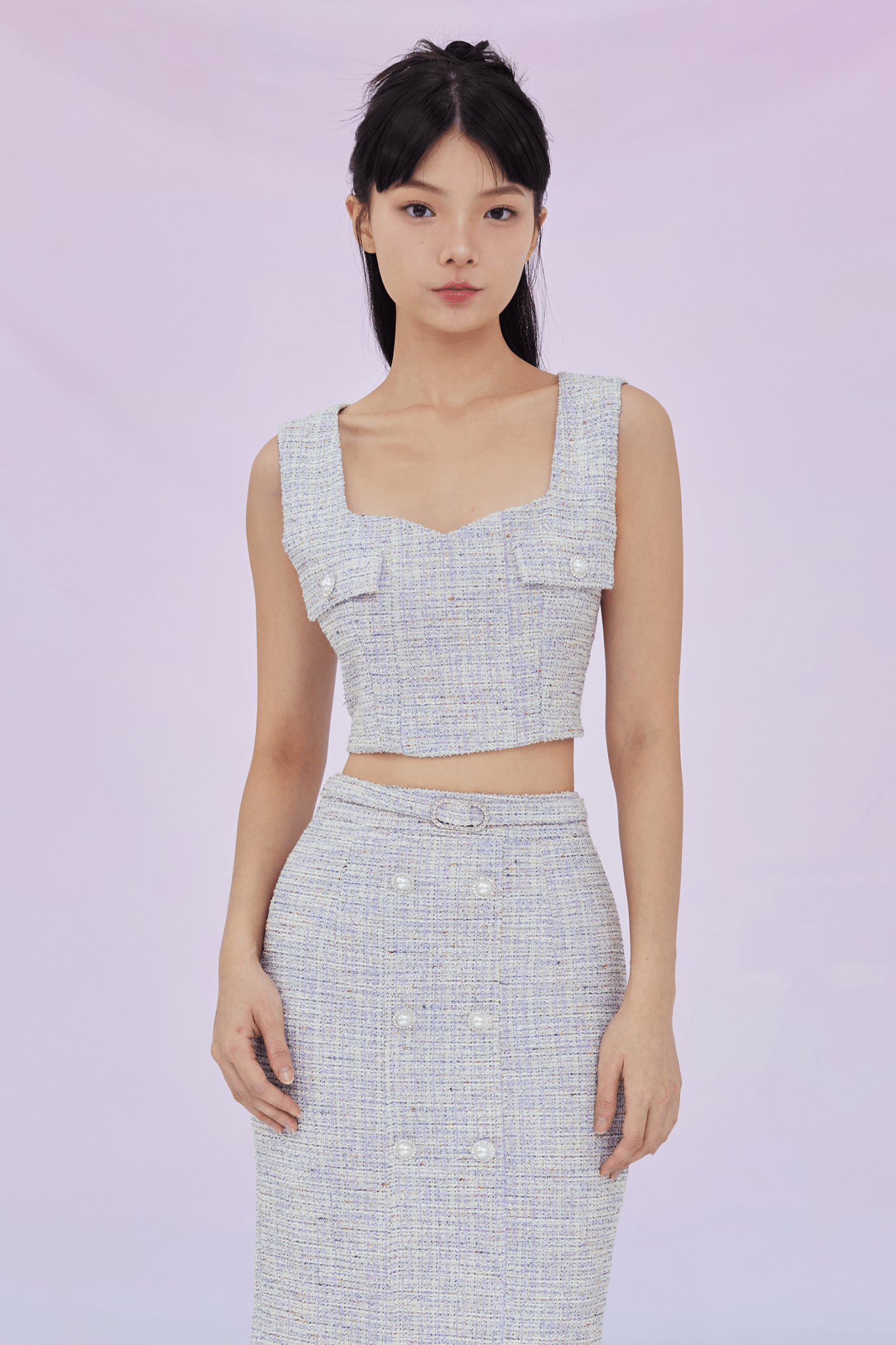 Ginevra Light Purple Tweed Top - Nimisski