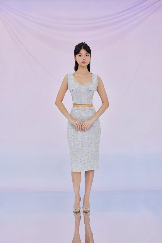 Ginevra Light Purple Tweed Skirt