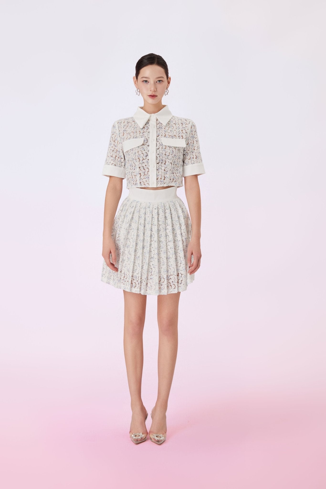 Geonna Blue Floral Pleated Skirt - Nimisski