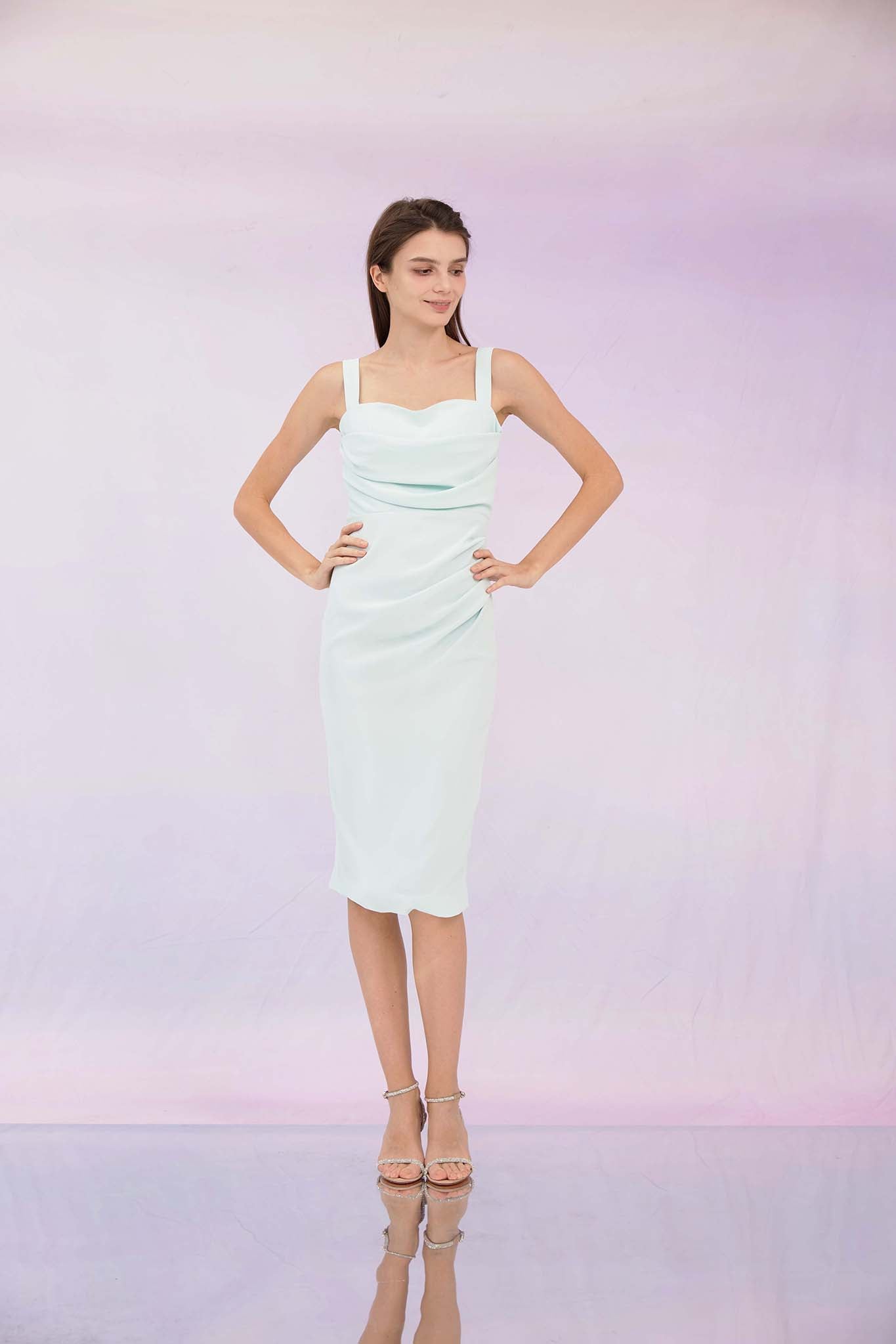 Gillan Mint Ruched Dress