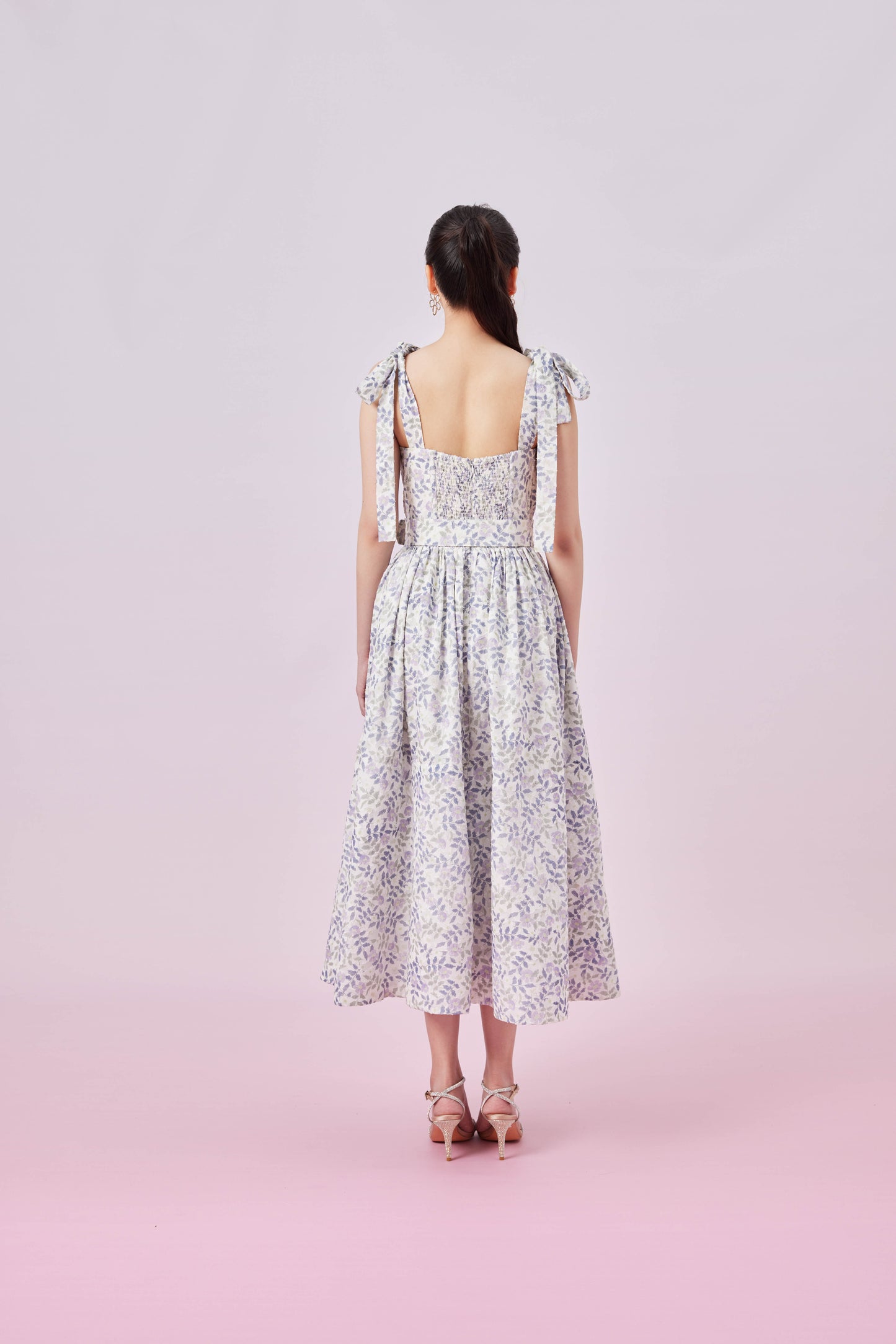 Gaylle Lilac Floral Midi Dress