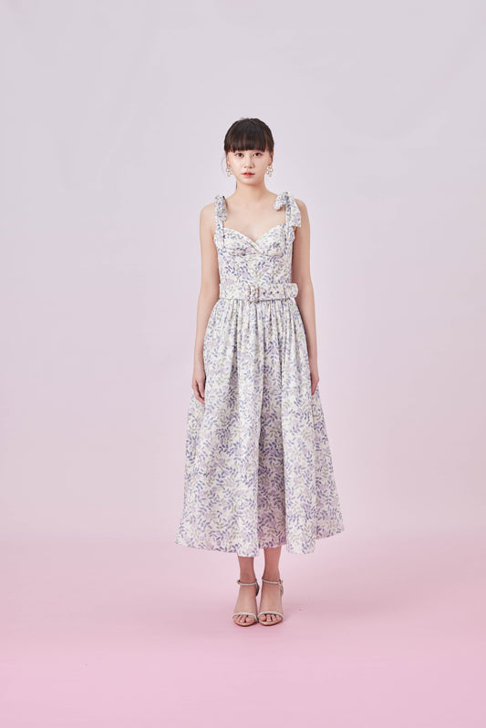 Gaylle Lilac Floral Midi Dress