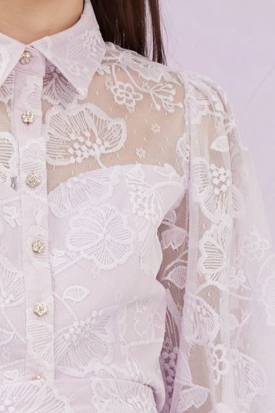 Gioia Lilac Flower Lace Top