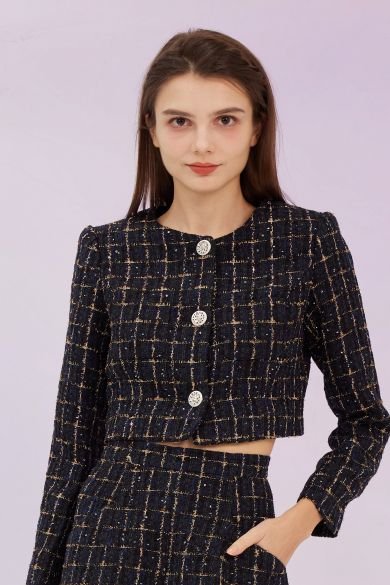 Gillianna Dark Blue Tweed Jacket - Nimisski