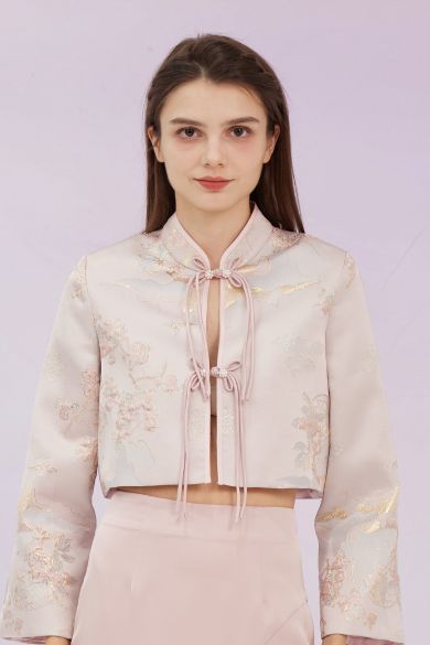 Ginelle Pink Mandarin Collar Jacket - Nimisski