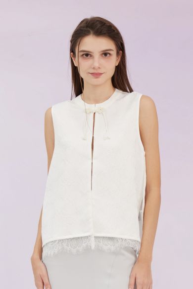 Gelilia White Mandarin Collar Top - Nimisski