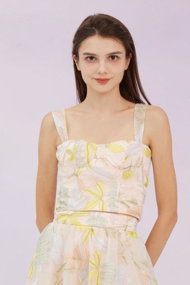 Gabi Pink Emb Mesh Bustier Top - Nimisski