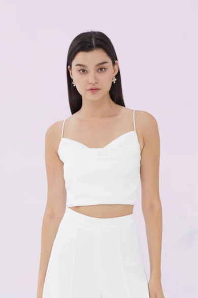 Felise White Cowl Bustier Top