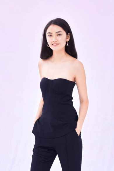 Freya Black Bustier Top - Nimisski