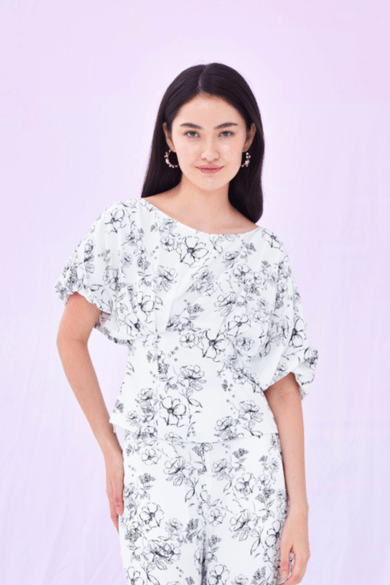 Gaile Black Flower Print Top - Nimisski