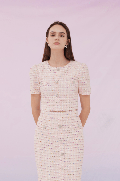 Griselda Pink Tweed Top - Nimisski