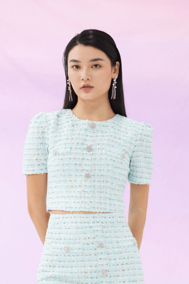 Griselda Blue Tweed Top - Nimisski
