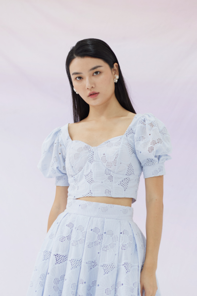 Glora Eyelet Lilac Top