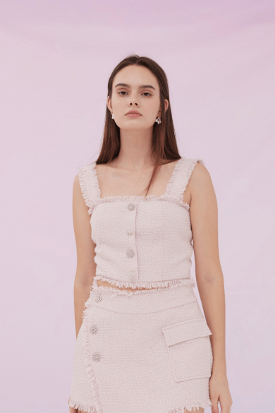 Gisele Pink Tweed Top - Nimisski