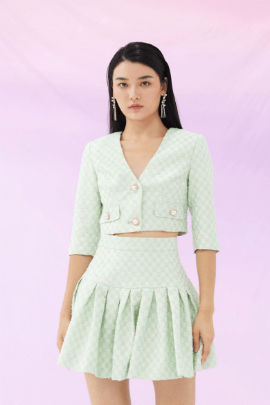 Glennys Green Checkered Tweed Top - Nimisski